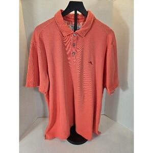 Tommy Bahama Island Zone Polo Shirt Mens XXL‎ Coral Short Sleeve